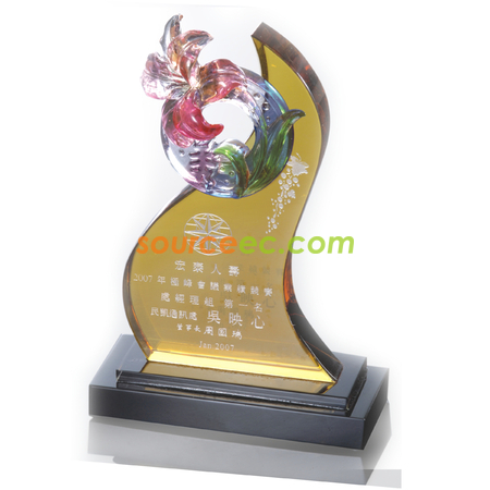 禮品訂造琉璃水晶獎座-一枝獨秀紀念品