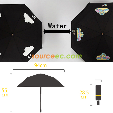 禮品訂造雨水變色折叠雨傘紀念品