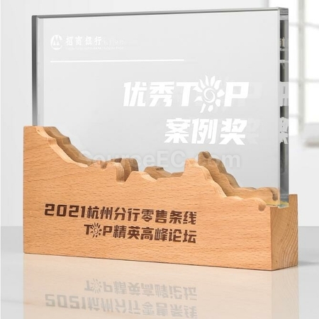 禮品訂造實木水晶紀念座紀念品