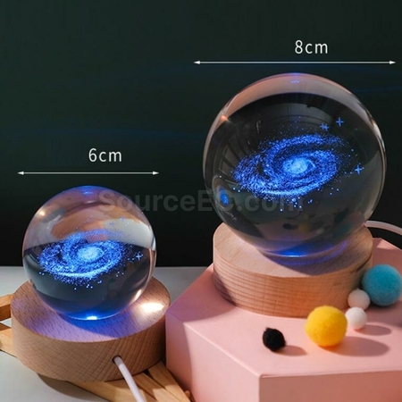 禮品訂造3D內雕USB七彩水晶球燈紀念品