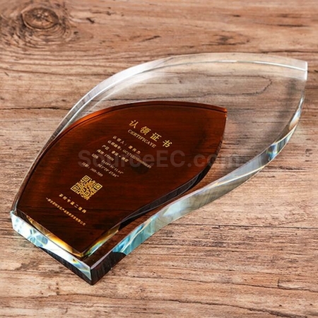 禮品訂造雙色水晶獎座紀念品