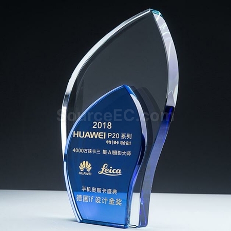 禮品訂造雙色水晶獎座紀念品