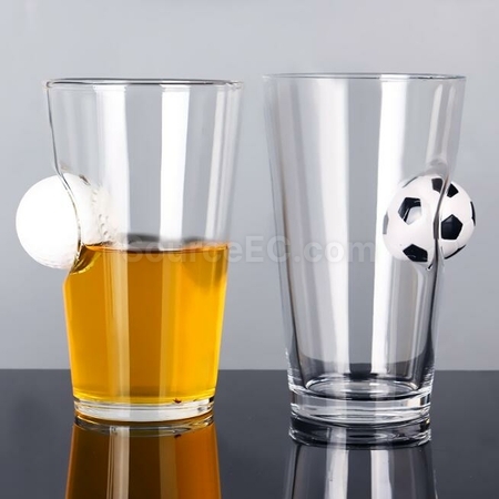 禮品訂造創意造型鑲嵌球啤酒玻璃杯紀念品