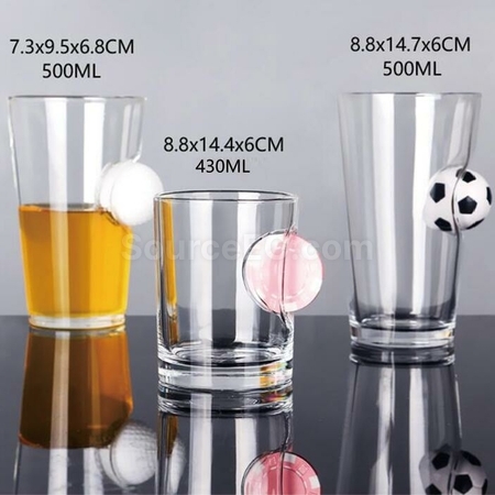 禮品訂造創意造型鑲嵌球啤酒玻璃杯紀念品