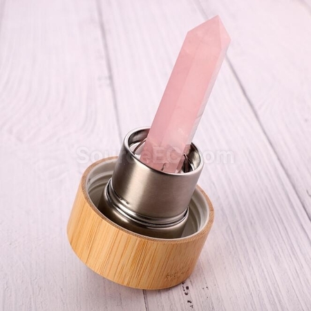 禮品訂造天然水晶柱竹蓋高硼玻璃杯紀念品