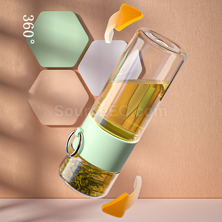 禮品訂造便攜式茶水分離玻璃杯紀念品