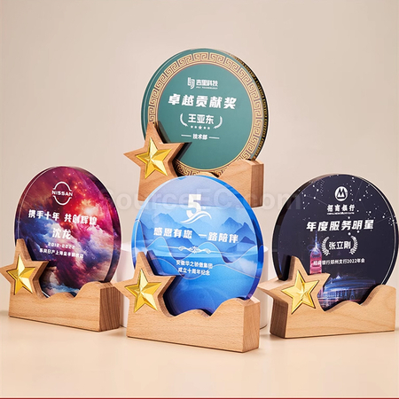 禮品訂造木質水晶獎座	紀念品
