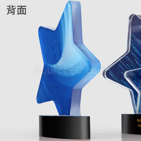 禮品訂造彩印星星水晶獎座紀念品