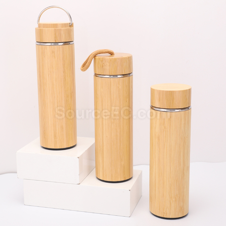 禮品訂造手提蓋竹殼保溫杯紀念品
