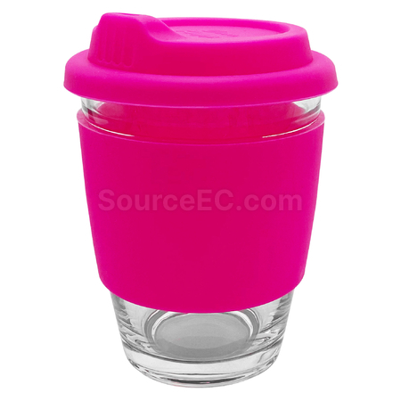 禮品訂造玻璃咖啡杯-矽膠帶紀念品
