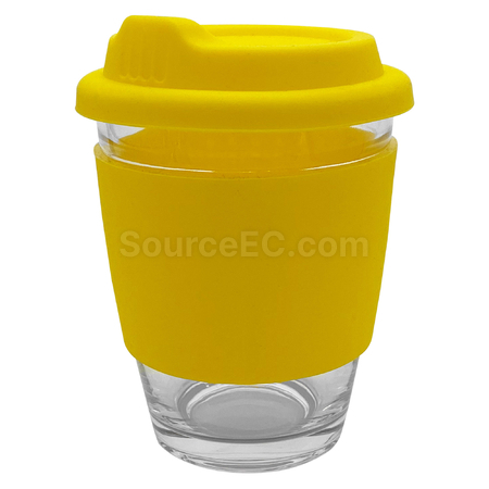 禮品訂造玻璃咖啡杯-矽膠帶紀念品