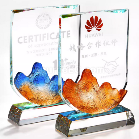 禮品訂造幻彩琉璃水晶座紀念品