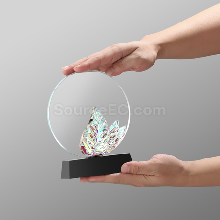 禮品訂造炫彩變色水晶獎座紀念品