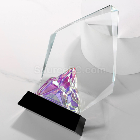禮品訂造炫彩變色水晶獎座紀念品