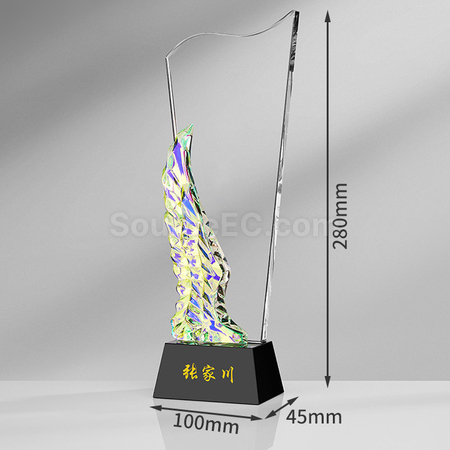 禮品訂造炫彩變色水晶獎座紀念品