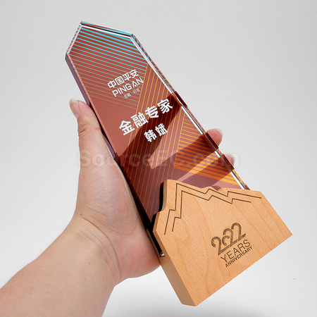 禮品訂造木水晶獎座紀念品