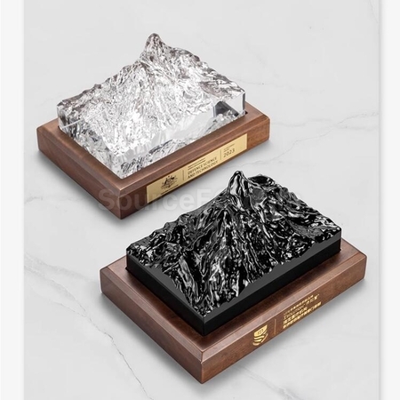 禮品訂造訂製冰山實木水晶獎座紀念品