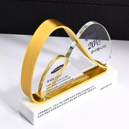 禮品訂造凱歌奮進金屬水晶獎座紀念品