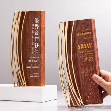 禮品訂造金屬實木獎座紀念品