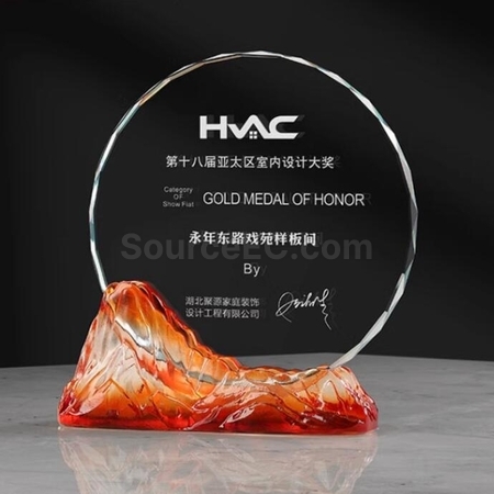 禮品訂造風山水起琉璃水晶獎座紀念品