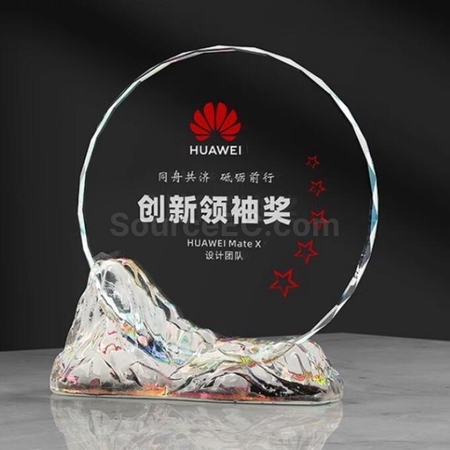 禮品訂造風山水起琉璃水晶獎座紀念品