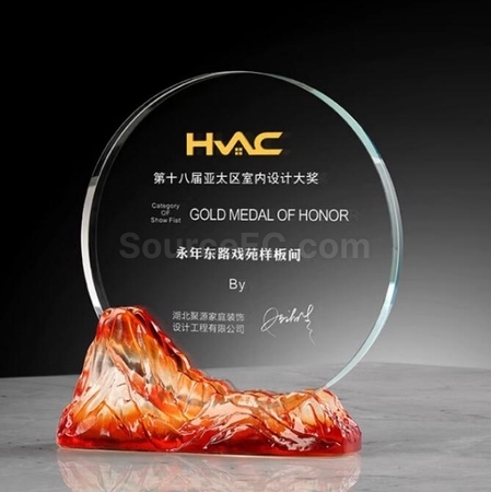 禮品訂造風山水起琉璃水晶獎座紀念品