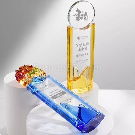 禮品訂造琉璃水晶獎座紀念品