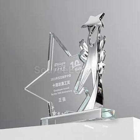 禮品訂造星星水晶獎座紀念品