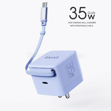 禮品訂造迷你充電頭自帶伸縮線type-c紀念品