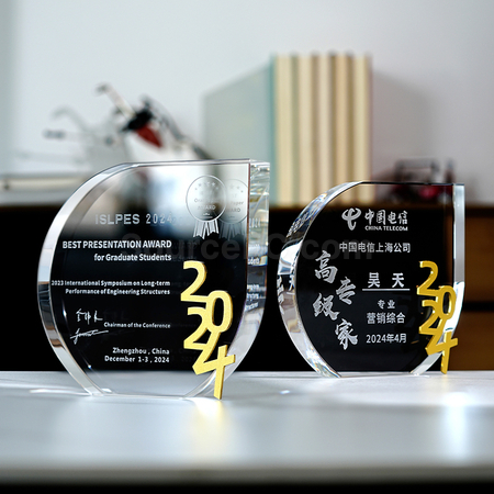 禮品訂造水滴彩印水晶獎座紀念品