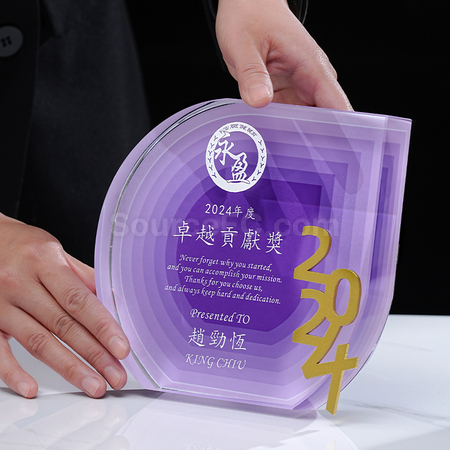 禮品訂造水滴彩印水晶獎座紀念品