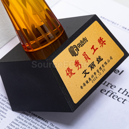 禮品訂造扭柱水晶獎座紀念品