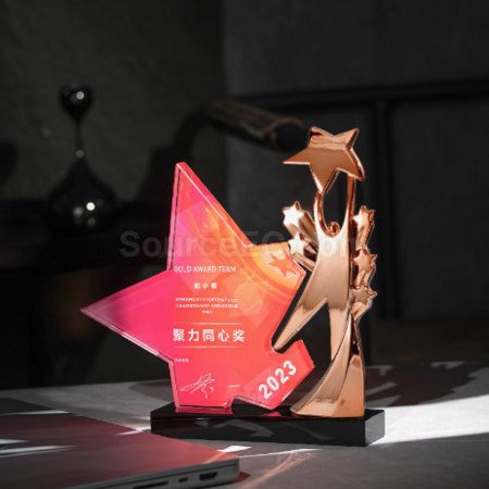 禮品訂造星星水晶獎座紀念品