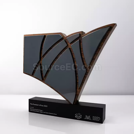 禮品訂造科技感實木獎座紀念品