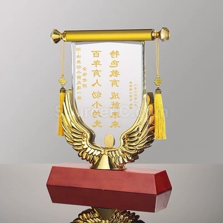 禮品訂造擺放式錦旗水晶獎座紀念品