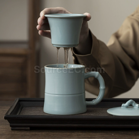 禮品訂造陶瓷可過濾泡茶杯紀念品