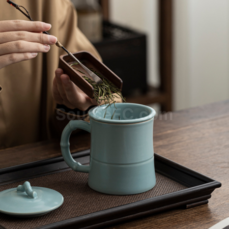 禮品訂造陶瓷可過濾泡茶杯紀念品