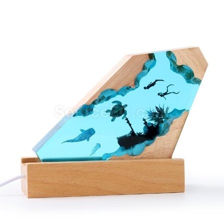 實木樹脂小夜燈藝術擺飾