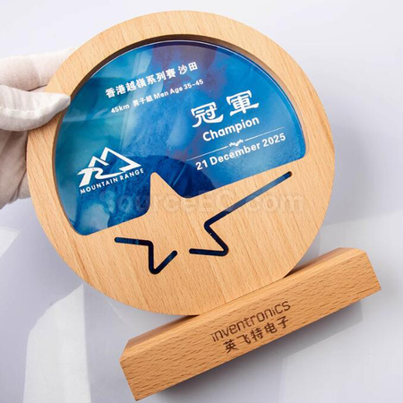 禮品訂造實木水晶獎座紀念品