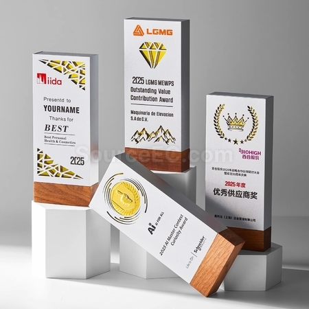 禮品訂造實木金屬獎座紀念品