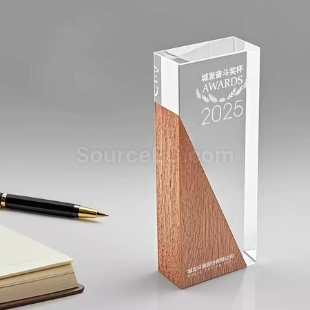 禮品訂造實木水晶紀念獎座紀念品