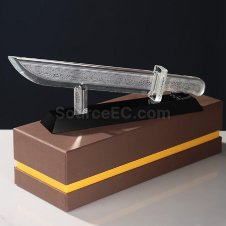 禮品訂造短劍水晶獎座紀念品