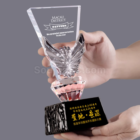禮品訂造創意變色水晶獎座紀念品