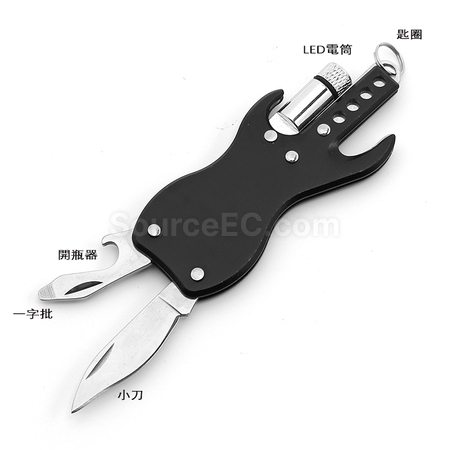 禮品訂造LED燈吉他造型多功能萬用刀匙扣紀念品