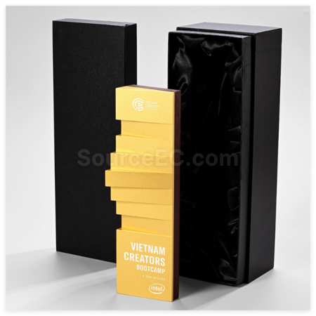 禮品訂造步步高升梯形金屬獎杯紀念品