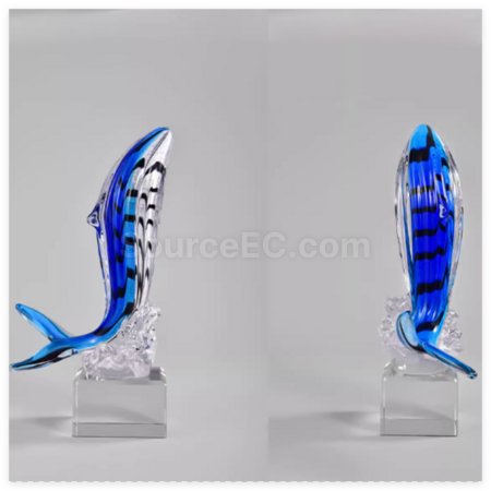 禮品訂造琉璃鯨魚水晶獎座紀念品