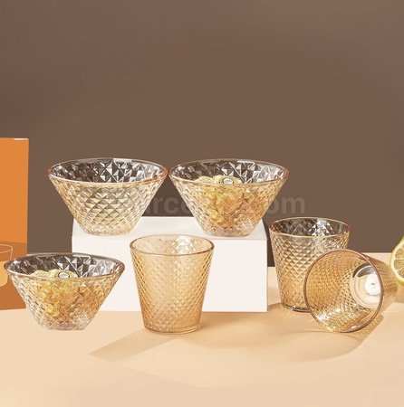 禮品訂造輕奢玻璃碗+杯套裝紀念品