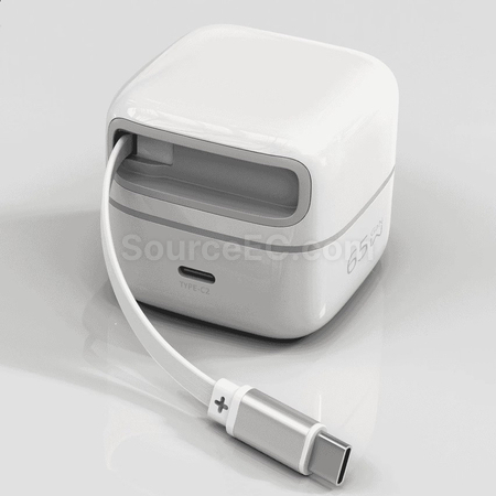 禮品訂造65w氮化鎵伸縮線桌面充電頭紀念品