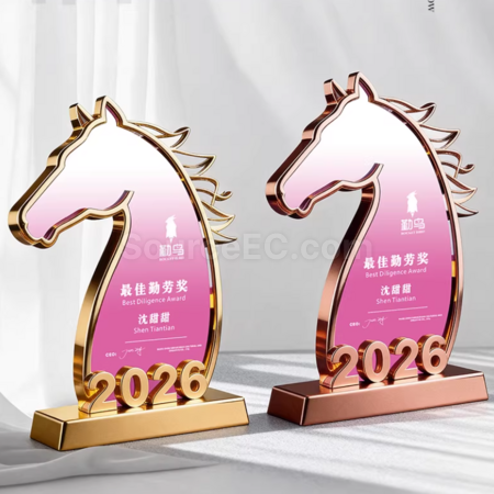 禮品訂造馬年水晶獎座紀念品