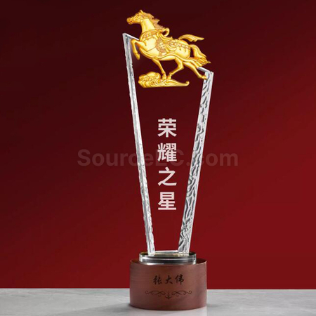 禮品訂造馬年水晶獎座紀念品
